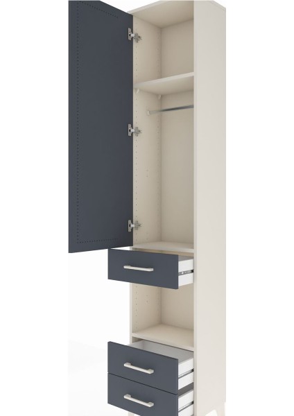 Arges Dolap 3 Raflı 3 Çekmeceli Tek Askılı 44X30X221 Aytaşı-Antrasit indirimleri