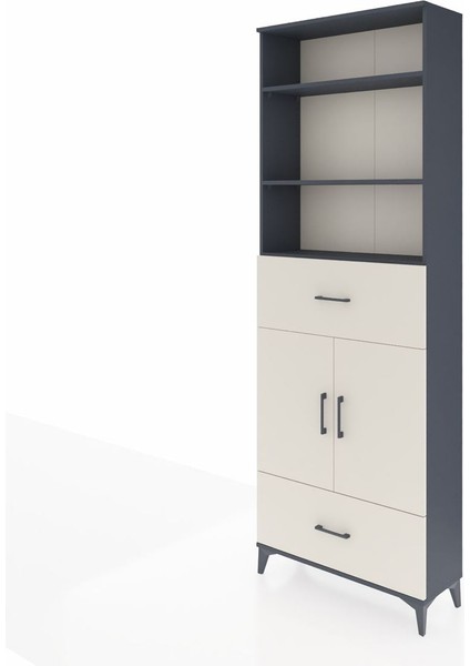Arges Dolap 5 Raflı 2 Çekmeceli 2 Kapaklı 88X30X243 Antrasit-Aytaşı modelleri