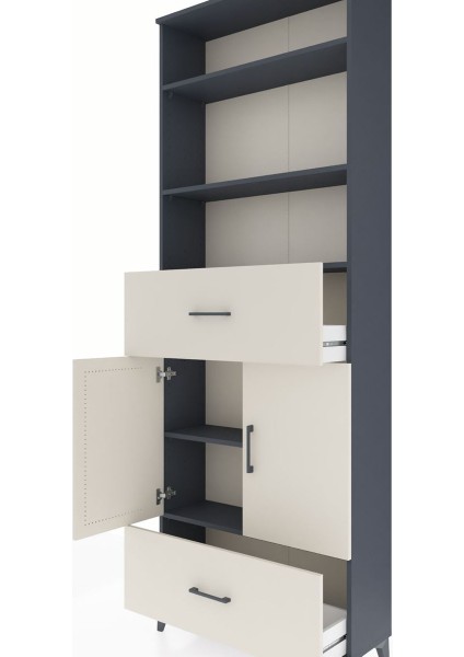 Arges Dolap 5 Raflı 2 Çekmeceli 2 Kapaklı 88X30X243 Antrasit-Aytaşı indirimleri