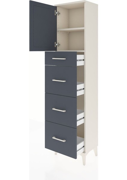 Arges Dolap 2 Raflı 4 Çekmeceli Tek Kapaklı 44X30X182 Aytaşı-Antrasit fırsatları