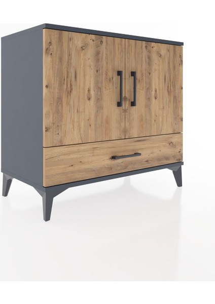 Hyperion Şifonyer 2 Raflı Tek Çekmeceli 2 Kapaklı 88X44X80 Antrasit-Çam fiyatları