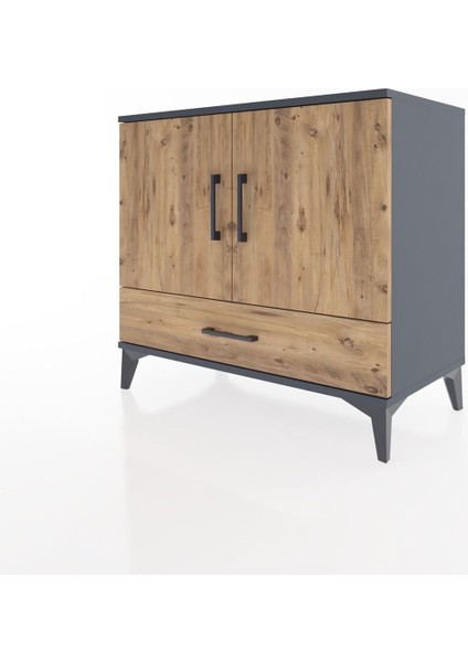 Hyperion Şifonyer 2 Raflı Tek Çekmeceli 2 Kapaklı 88X44X80 Antrasit-Çam modelleri