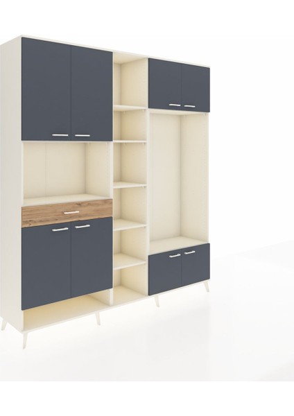Hyperion Dolap 12 Raflı Tek Çekmeceli 8 Kapaklı 220X44X243 Aytaşı-Antrasit/çam fiyatları