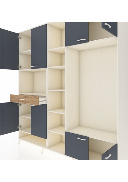 Hyperion Dolap 12 Raflı Tek Çekmeceli 8 Kapaklı 220X44X243 Aytaşı-Antrasit/çam fırsatları