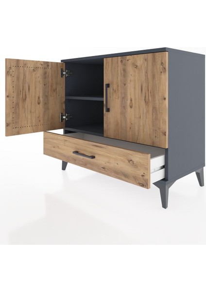 Hyperion Şifonyer 2 Raflı Tek Çekmeceli 2 Kapaklı 88X44X80 Antrasit-Çam fırsatları