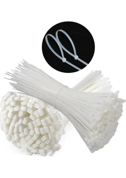 Beyaz 20CM Kablo Bağı Plastik Kelepçe TOPLAYICI-100 Adet