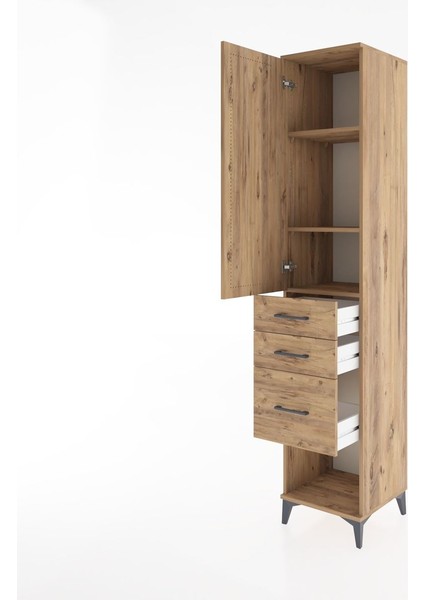 Hyperion Dolap 3 Raflı 3 Çekmeceli Tek Kapaklı 44X44X221 Çam-Çam fırsatları