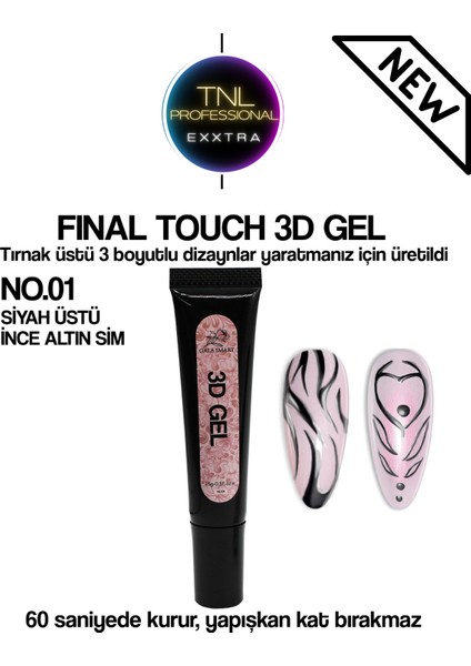 3D Jel Gel Siyah Renk Nail Art Süsleme Jeli Tırnak Süsleme Gala Smart