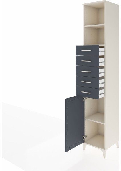 Hyperion Dolap 3 Raflı 5 Çekmeceli Tek Kapaklı 44X44X243 Aytaşı-Antrasit fırsatları