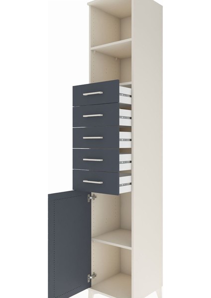 Hyperion Dolap 3 Raflı 5 Çekmeceli Tek Kapaklı 44X44X243 Aytaşı-Antrasit indirimleri