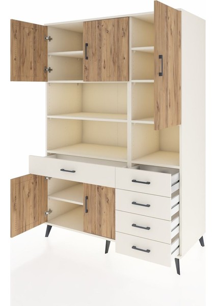 Kronos Dolap 9 Raflı 5 Çekmeceli 5 Kapaklı 132X59X195 Aytaşı-Çam/aytaşı modelleri