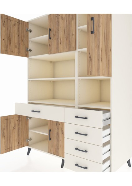 Kronos Dolap 9 Raflı 5 Çekmeceli 5 Kapaklı 132X59X195 Aytaşı-Çam/aytaşı fırsatları
