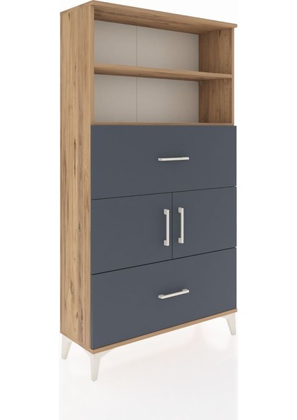 Arges Dolap 3 Raflı 2 Çekmeceli 2 Kapaklı 88X30X163 Çam-Antrasit fiyatları