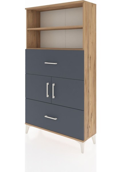 Arges Dolap 3 Raflı 2 Çekmeceli 2 Kapaklı 88X30X163 Çam-Antrasit modelleri