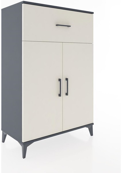 Hyperion Dolap 2 Raflı Tek Çekmeceli 2 Kapaklı 88X44X134 Antrasit-Aytaşı fiyatları