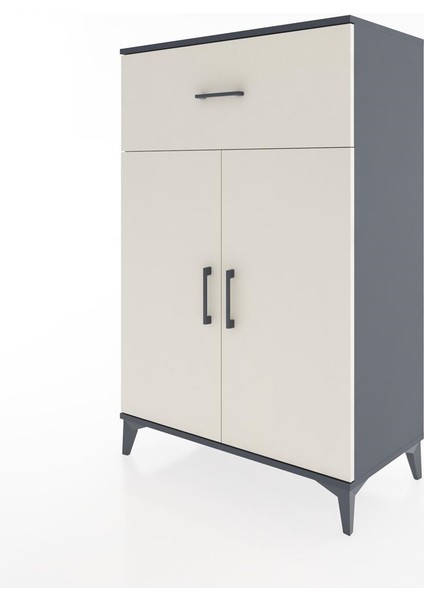 Hyperion Dolap 2 Raflı Tek Çekmeceli 2 Kapaklı 88X44X134 Antrasit-Aytaşı modelleri