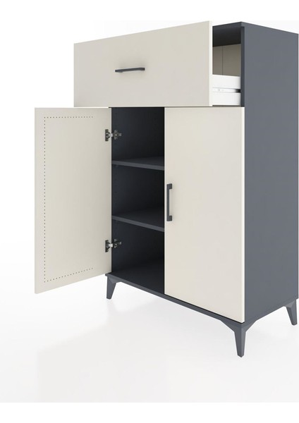 Hyperion Dolap 2 Raflı Tek Çekmeceli 2 Kapaklı 88X44X134 Antrasit-Aytaşı fırsatları