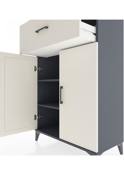 Hyperion Dolap 2 Raflı Tek Çekmeceli 2 Kapaklı 88X44X134 Antrasit-Aytaşı indirimleri