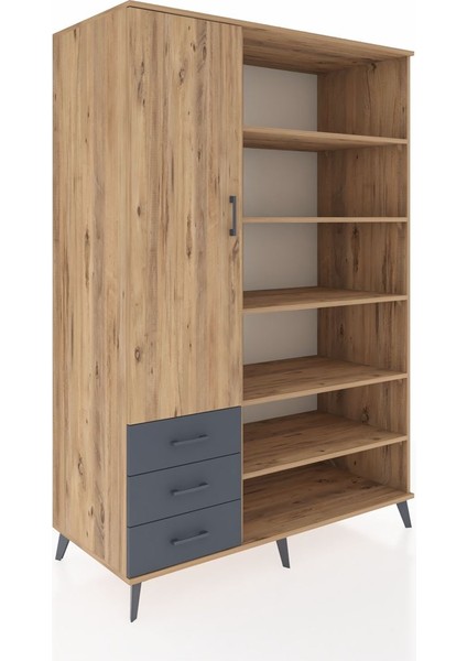 Kronos Dolap 9 Raflı 3 Çekmeceli 3 Kapaklı 132X59X195 Çam-Çam/antrasit fiyatları