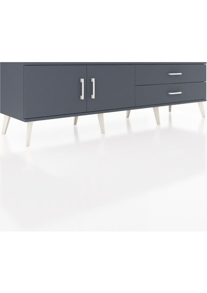 Hyperion Tv Ünitesi Tek Raflı 2 Çekmeceli 2 Kapaklı 176X44X51 Antrasit-Antrasit/antrasit fiyatları