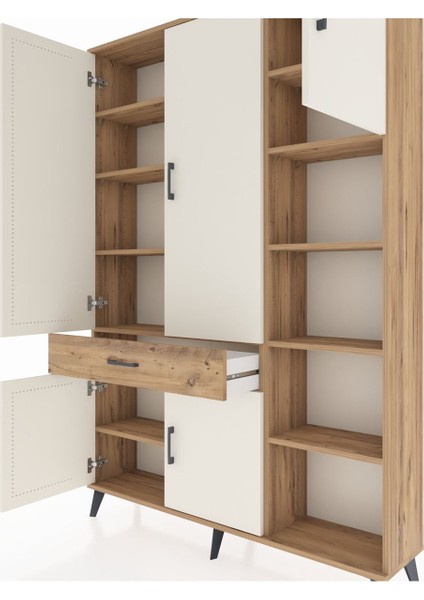 Arges Dolap 10 Raflı Tek Çekmeceli 5 Kapaklı 132X30X195 Çam-Aytaşı/çam fırsatları