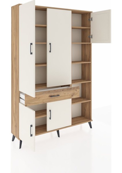 Arges Dolap 10 Raflı Tek Çekmeceli 5 Kapaklı 132X30X195 Çam-Aytaşı/çam indirimleri