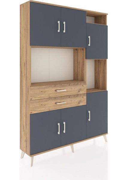 Arges Dolap 9 Raflı 2 Çekmeceli 6 Kapaklı 132X30X195 Çam-Antrasit/çam fiyatları