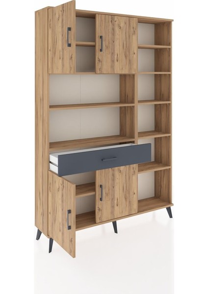 Arges Dolap 10 Raflı Tek Çekmeceli 4 Kapaklı 132X30X195 Çam-Çam/antrasit indirimleri