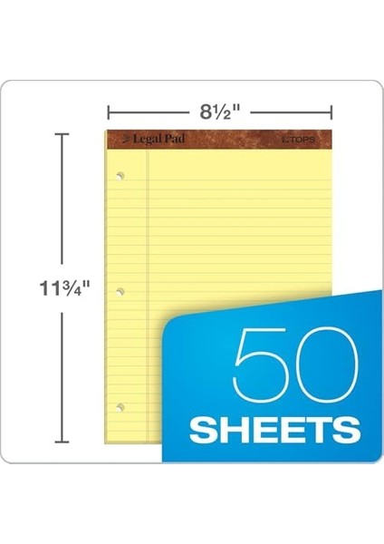Yasal Pad Legal Pad, 8 - 1/2 x 11 - 3/10,2 Cm, Delikli, 3-Delik Delikli, Kanarienvoegel, Legal/genişlik Rule, 50 Yaprak Pro Blok, 12 Pads Pro Pack (75351) fiyatları