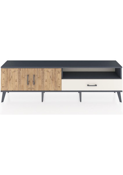 Arges Tv Ünitesi 2 Raflı Tek Çekmeceli 2 Kapaklı 176X30X51 Antrasit-Çam/aytaşı