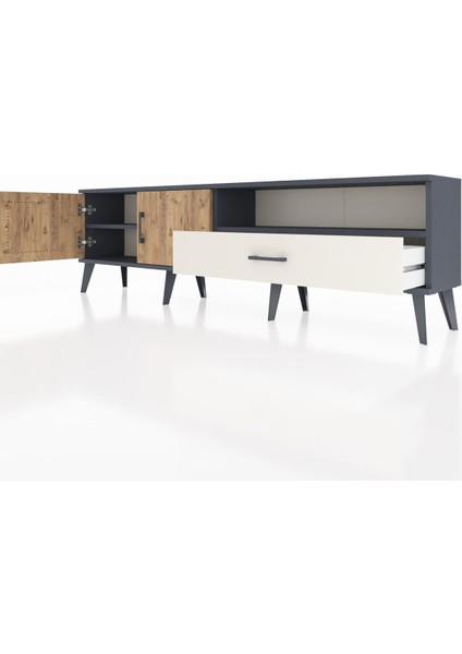 Arges Tv Ünitesi 2 Raflı Tek Çekmeceli 2 Kapaklı 176X30X51 Antrasit-Çam/aytaşı fırsatları