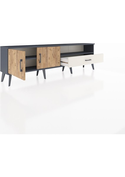 Arges Tv Ünitesi 2 Raflı Tek Çekmeceli 2 Kapaklı 176X30X51 Antrasit-Çam/aytaşı indirimleri