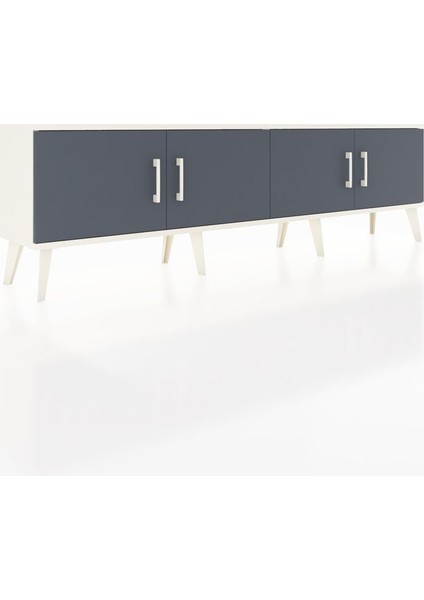 Arges Tv Ünitesi 2 Raflı 4 Kapaklı 176X30X51 Aytaşı-Antrasit/aytaşı fiyatları