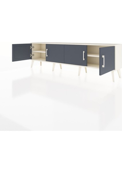 Arges Tv Ünitesi 2 Raflı 4 Kapaklı 176X30X51 Aytaşı-Antrasit/aytaşı modelleri