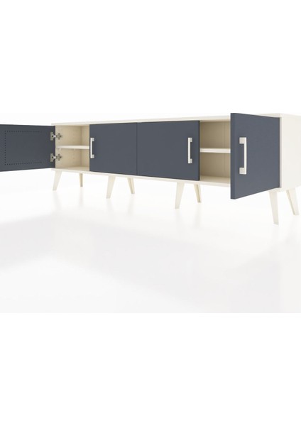 Arges Tv Ünitesi 2 Raflı 4 Kapaklı 176X30X51 Aytaşı-Antrasit/aytaşı fırsatları