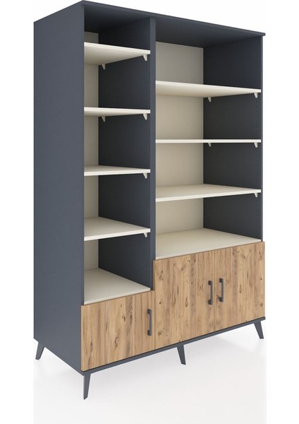 Kronos Dolap 10 Raflı 3 Kapaklı 132X59X195 Antrasit-Çam/aytaşı fiyatları