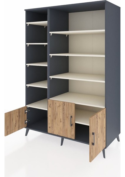 Kronos Dolap 10 Raflı 3 Kapaklı 132X59X195 Antrasit-Çam/aytaşı modelleri