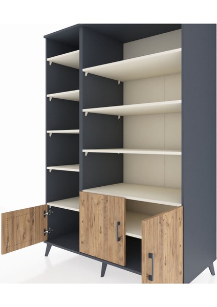 Kronos Dolap 10 Raflı 3 Kapaklı 132X59X195 Antrasit-Çam/aytaşı fırsatları