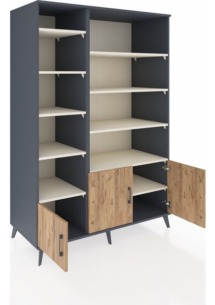 Kronos Dolap 10 Raflı 3 Kapaklı 132X59X195 Antrasit-Çam/aytaşı indirimleri