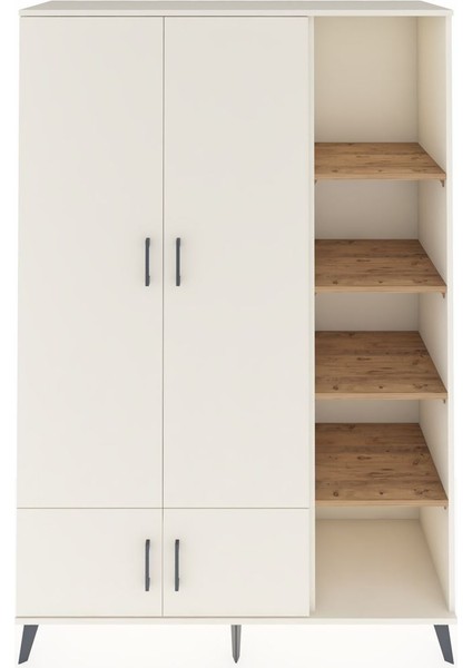 Hyperion Dolap 6 Raflı 4 Kapaklı Tek Askılı 132X44X195 Aytaşı-Aytaşı/çam