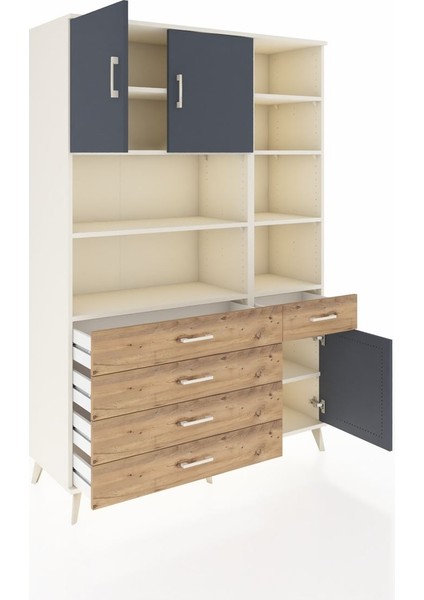 Hyperion Dolap 9 Raflı 5 Çekmeceli 3 Kapaklı 132X44X195 Aytaşı-Antrasit/çam indirimleri