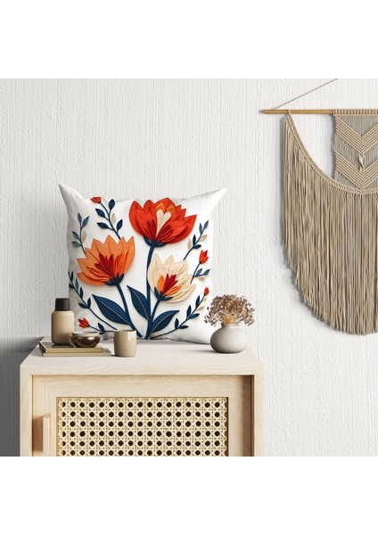 2 Li Kombin Kırmızı Çiçekli Desenli 3 Boyutlu Dijital Baskılı Kırlent Kılıfı fırsatları