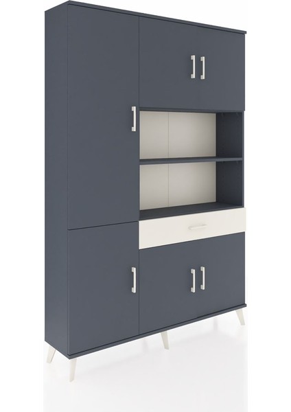 Arges Dolap 10 Raflı Tek Çekmeceli 6 Kapaklı 132X30X195 Antrasit-Antrasit/aytaşı fiyatları