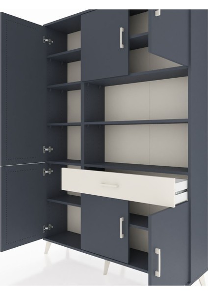 Arges Dolap 10 Raflı Tek Çekmeceli 6 Kapaklı 132X30X195 Antrasit-Antrasit/aytaşı fırsatları