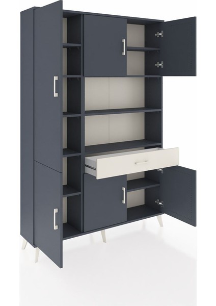 Arges Dolap 10 Raflı Tek Çekmeceli 6 Kapaklı 132X30X195 Antrasit-Antrasit/aytaşı indirimleri