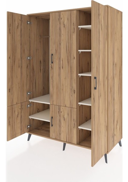 Kronos Dolap 7 Raflı 5 Kapaklı Tek Askılı 132X59X195 Çam-Çam/aytaşı modelleri