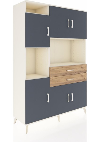 Hyperion Dolap 8 Raflı 2 Çekmeceli 6 Kapaklı 132X44X195 Aytaşı-Antrasit/çam fiyatları