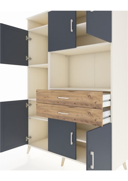 Hyperion Dolap 8 Raflı 2 Çekmeceli 6 Kapaklı 132X44X195 Aytaşı-Antrasit/çam fırsatları