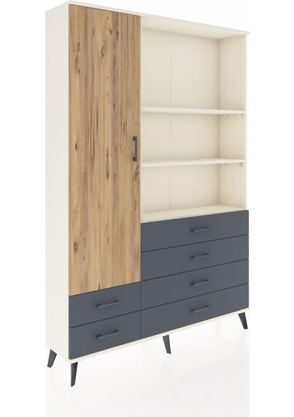 Arges Dolap 7 Raflı 6 Çekmeceli Tek Kapaklı 132X30X195 Aytaşı-Çam/antrasit fiyatları