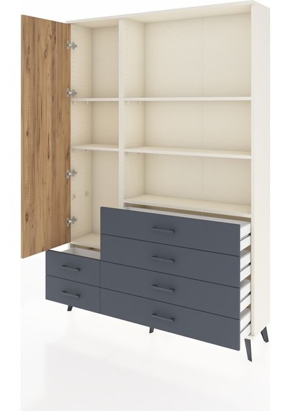 Arges Dolap 7 Raflı 6 Çekmeceli Tek Kapaklı 132X30X195 Aytaşı-Çam/antrasit modelleri